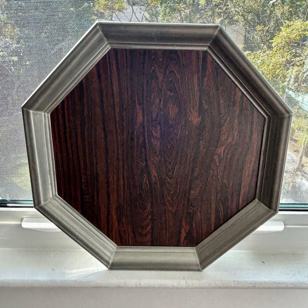 Vintage 60s Gotham Pewter and Formica Octagon Cocktail Tray MCM Mad Men Bar Tray